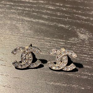 Rhinestone double C earrings